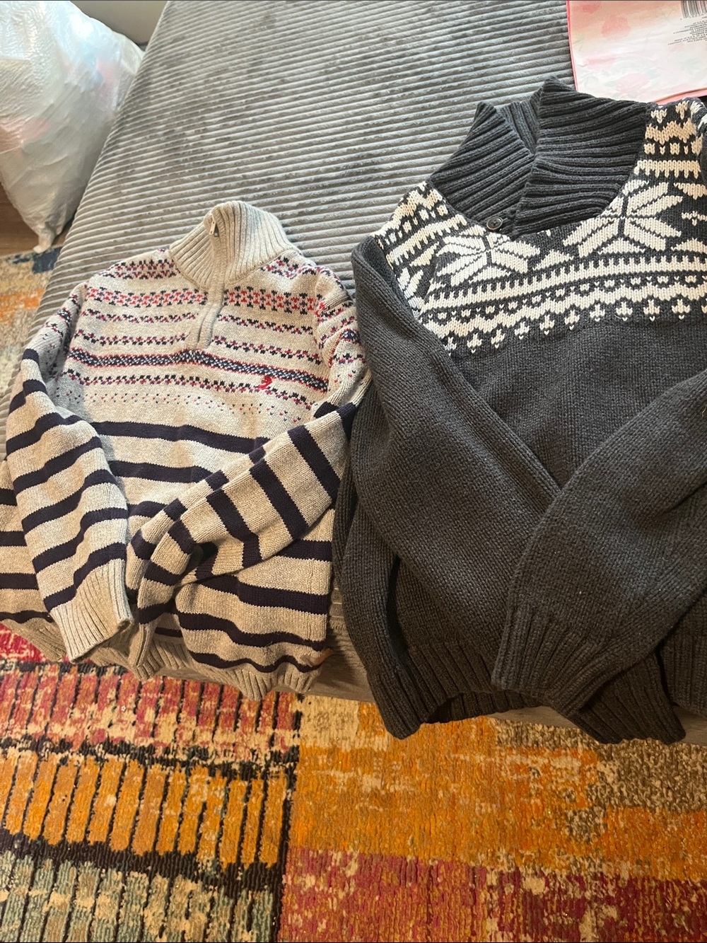 Cozy Fair Isle Pullover Sweater - Dark Gray 2 Sweaters sz 8